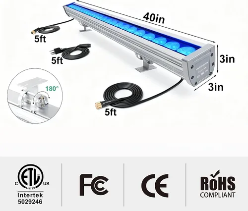 Miniatura 2 de Luz de Lavadora de Pared LED Inteligente, Barras de Luz Inteligentes RGB+CW de 168W con Control de Grupo e Individual, Funciones de Temporización