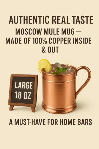 Miniatura 3 de Taza grande de cobre Moscow Mule de 18 onzas, taza de cobre 100% puro hecha a mano sólida – por dentro y por fuera Mantiene las bebidas súper