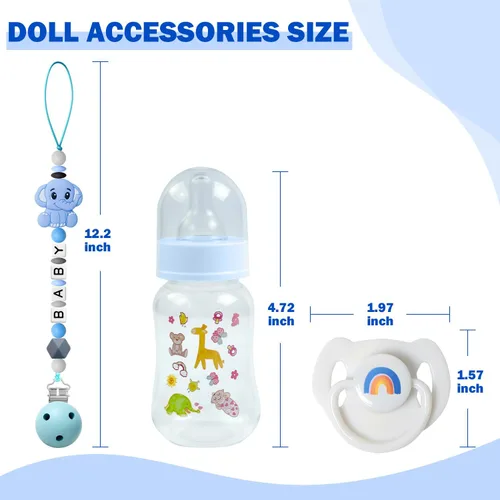 Miniatura 6 de SCOM Juego de Accesorios para Muñeca Bebé Reborn - Chupetes Magnéticos Arcoíris y Biberones para Muñeca Bebé Removibles Reutilizables con Clips