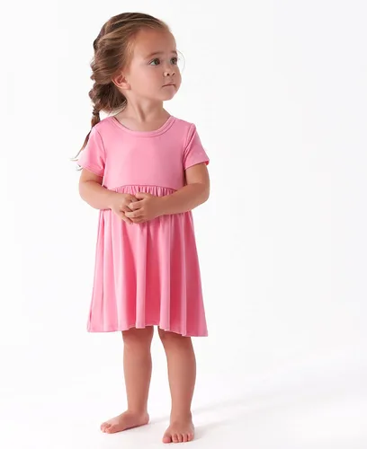 Miniatura 3 de Gerber Vestido de manga corta suave para bebé niña de talla única, con viscosa hecho de eucalipto