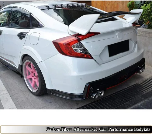 Miniatura 7 de Alerón de maletero compatible con Honda Civic 10th Sedan 2016 2017 2018, salida de fábrica, tapa trasera de ABS, color negro, borde de ala alto