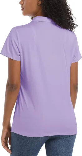 Miniatura 2 de TACVASEN Camisas polo para mujer, con protección solar UPF 50+, manga corta, secado rápido, cuello de 3 botones, ligeras