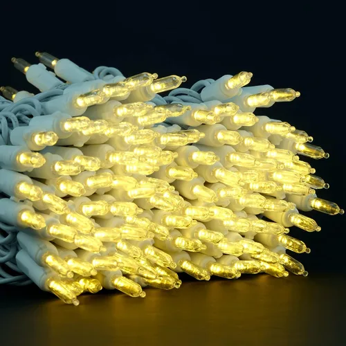 Miniatura 6 de 200 unidades de luces de Navidad LED de color blanco cálido, 66 pies de alambre blanco con certificación UL, juego de luces de cadena de calidad