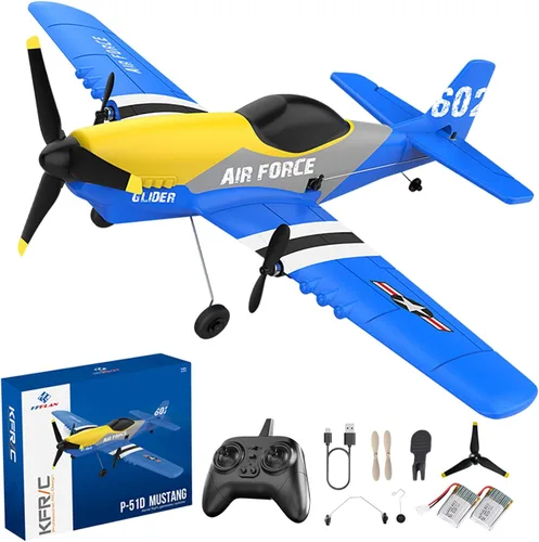 Avión RC Dron, avión de control remoto RC de 3 canales, 2.4 GHz con 2 baterías, estabilizador de giroscopio de 6 ejes, aviones de espuma de juguete