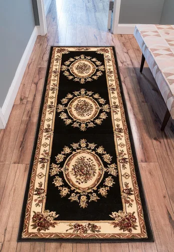 Alfombra de pastoral con medallón de tejido suave y grueso, estilo europeo, con diseño floral y tradicional, fácil de limpiar, moderna, clásica,