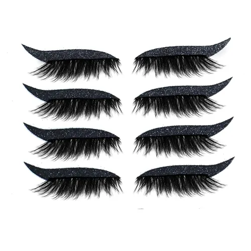 Calcomanías reutilizables para pestañas, color negro, 4 pares, fácil aplicación rápida, impermeable, de larga duración, natural y ligero