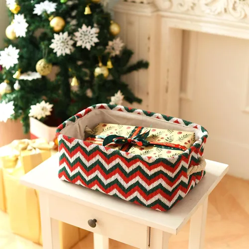 Miniatura 7 de Caja de almacenamiento para adornos de Navidad de INough, organizador de decoración festiva, tejida con hilo grueso, cesta de Navidad para niños