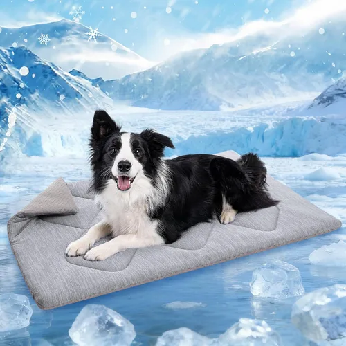 Miniatura 17 de Queenmore Tapete refrescante grande para perros, cama plana portátil para mascotas para perros y gatos, tapete antideslizante para dormir para Azul