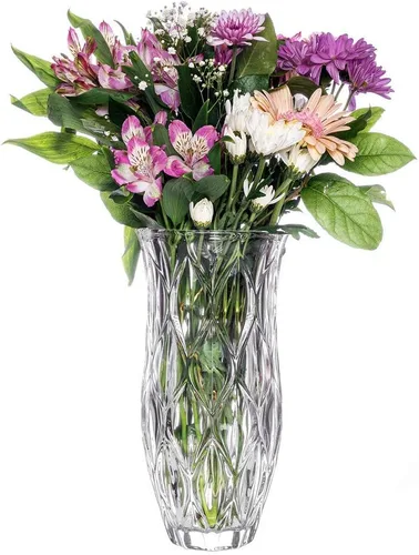 Miniatura 2 de Amlong Crystal Florero floral transparente de gran tamaño de 12 pulgadas de alto (6 pulgadas superior e 3 pulgadas inferior)