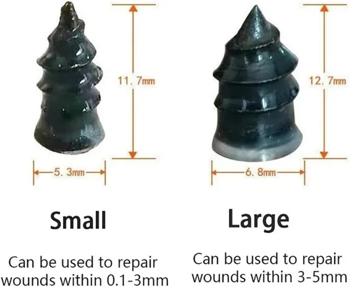 Miniatura 3 de 10 tornillos de goma para reparación de neumáticos, reparación de heridas dentro de 0.004 in-0.118 in, reparación rápida de clavos de goma