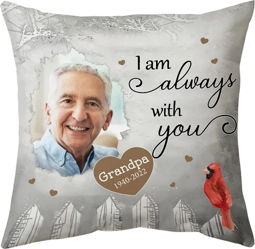 Miniatura 33 de Hyturtle Almohada conmemorativa personalizada de condolencias con inserto de 12 x 12 pulgadas, regalos impresos de doble cara para la pérdida de un