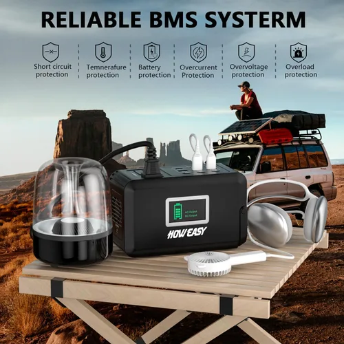 Miniatura 6 de HOWEASY Estación de energía portátil de 120 W (pico de 240 W), generador solar de campamento de 24000 mAh, banco de energía portátil con 2 salidas