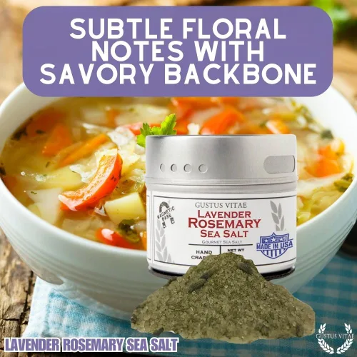 Miniatura 7 de Sal marina de romero y lavanda condimento gourmet Todo natural Sal de acabado artesanal Sin OMG, sin agentes antiaglomerantes Lote pequeño