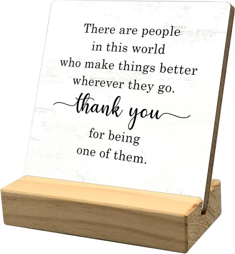 Placa de Madera Inspiracional con Soporte - Regalos de Agradecimiento para Familia, Amigos, Compañeros de Trabajo, Maestros