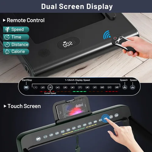 Miniatura 6 de GYMAX Almohadilla para caminar, pantalla LED dual 2 en 1, caminadora para debajo del escritorio para el hogar con control remoto y aplicación