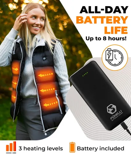 Miniatura 3 de Foxelli Chaleco térmico para mujer con batería incluida chaleco ligero recargable por USB para mujer