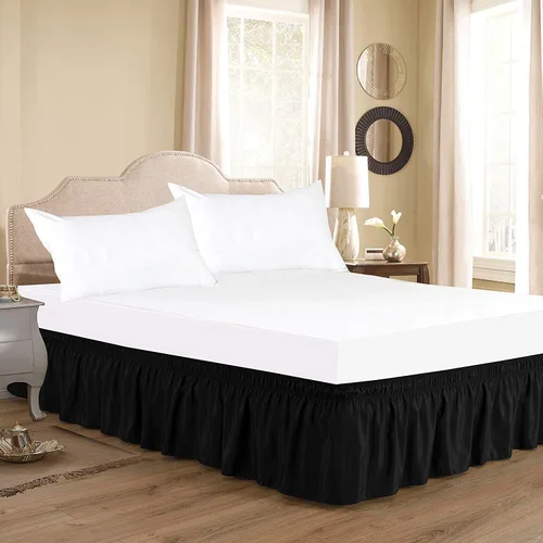 Miniatura 2 de Elegant Decor Falda de cama 100% algodón egipcio, falda de cama de lujo de 9 pulgadas, 650 hilos, volantes elásticos ajustables y resistentes a