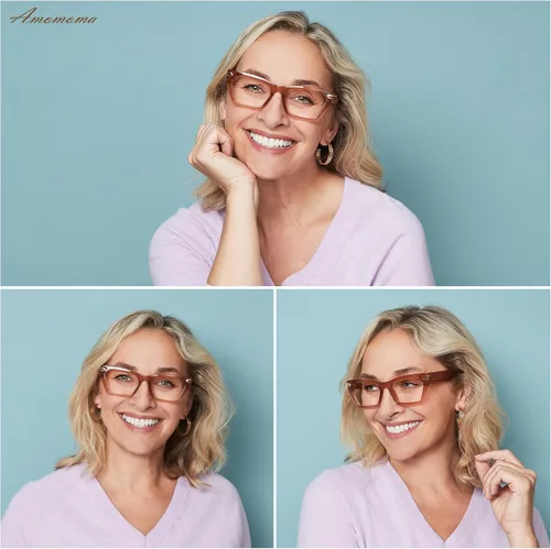 Miniatura 6 de AMOMOMA AM6148 - Anteojos de lectura de gran tamaño para mujeres, hombres y hombres, con bloqueo de luz azul, lectores de computadora, bisagra