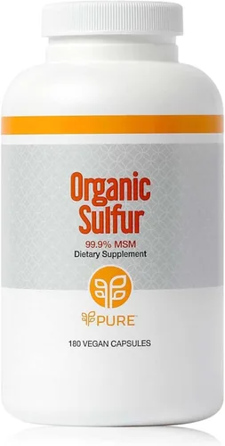 PURE MSM de azufre orgánico | 180 cápsulas | Polvo MSM premium para la salud de las articulaciones | Polvo MSM para el crecimiento del cabello y