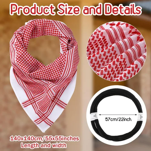 Miniatura 2 de Bufanda árabe Shemagh musulmana Keffiyeh para la cabeza, pañuelo árabe táctico del desierto con cuerda de Aqel, accesorios de disfraz de Halloween