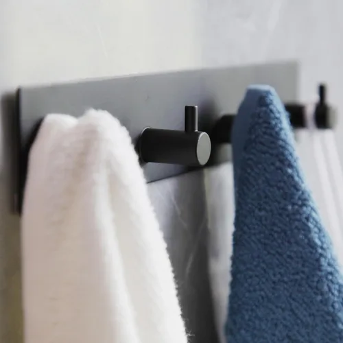 Miniatura 5 de giti island Ganchos autoadhesivos para toallas para baños, ganchos de pared negros para colgar toallas de baño, ganchos de ducha negros mate
