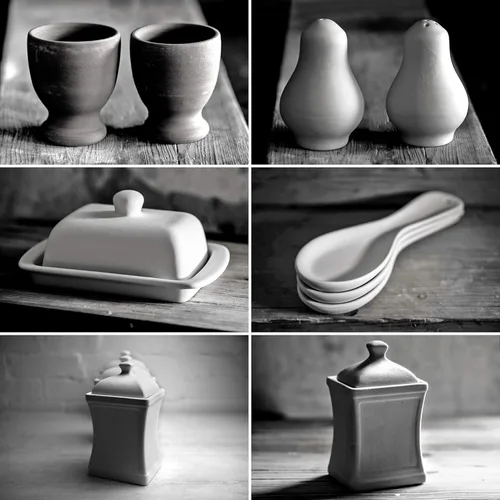 Miniatura 7 de Juego de 10 recipientes de cerámica hechos a mano con lunares rojos y blancos, recipientes grandes y pequeños, mantequilla, tazas de huevo, salero