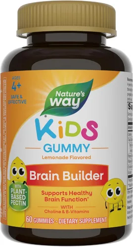 Nature's Way Gomitas de suplemento cerebral para niños, apoya la función cerebral saludable*, sabor a limonada, 60 gomitas