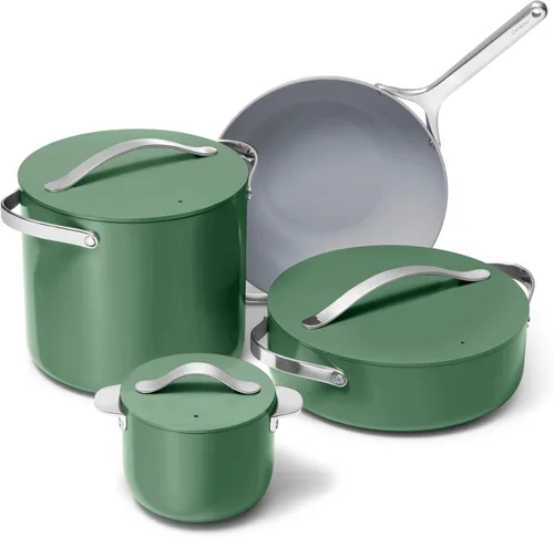 Miniatura 13 de Caraway Cookware+ Collection - Juego de Utensilios de Cocina Especializados - Olla Pequeña, Sartén para Saltear, Rondeau y Olla de Caldo - 3 Tapas