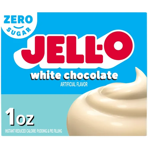 Jell-O Mezcla de pudín instantáneo y relleno de tartas sin azúcar, sabor a chocolate blanco, postre reducido en calorías sin azúcar y sin grasa para