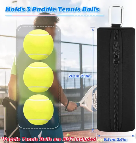 Miniatura 2 de Bolsa de almacenamiento portátil para pelotas de pádel con gancho de metal, bolsa de transporte para pelotas de pádel con capacidad para 3 piezas