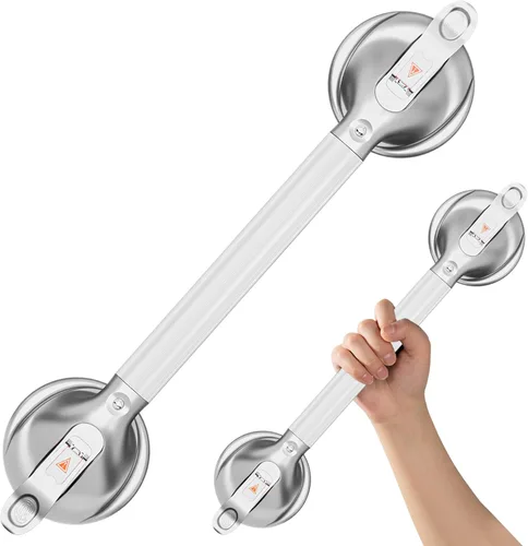 Miniatura 23 de DAILYLIFE Barras de agarre para bañeras y duchas, asas de ducha de 17 pulgadas con ventosa para ancianos, barra de agarre de seguridad para ducha