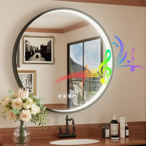Miniatura 27 de Espejo LED para baño de 24 pulgadas, 3 temperaturas de color (3000K/4500K/6000K), retroiluminación regulable, antivaho, vidrio HD de 5MM, CRI 90+