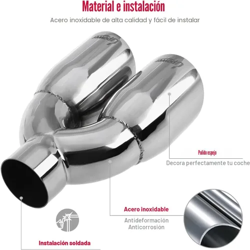 Miniatura 6 de Upower puntas de tubo de escape de 2.5 pulgadas de entrada y 3.5 pulgadas de salida, 9.5 pulgadas de longitud total, puntas de tubo de escape