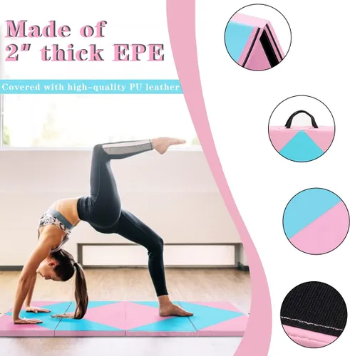 Miniatura 4 de Max4out 6/8/10' Foldable Gymnastics Gym with Carrying Handles, Exercise Aerobics Mat for Kids Adult,Tumbling Mat for Stretching Fitness Mat for Home