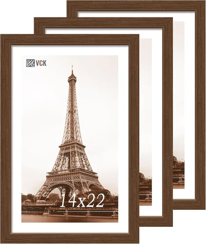 Miniatura 303 de VCK Marcos para póster de madera maciza de 22.375 x 34 pulgadas, marco de fotos A1 negro con montaje en pared, paquete de 3