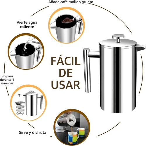 Miniatura 3 de Cafetera francesa - para café espresso y té - por Utopia Kitchen, Acero inoxidable Plateado