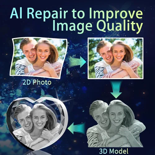 Miniatura 2 de Foto de cristal 3D, regalos personalizados para mujeres, esposa, día del padre, papá, regalo personalizado de vidrio grabado con láser 3D, corazón, L