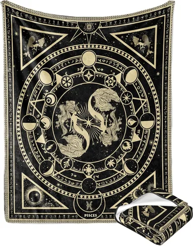 Miniatura 9 de Manta del Zodiaco Acuario, Regalos del Zodiaco Acuario para Mujeres Constelación Lunar Astrología Decoración Gótica Bruja Manta Suave 60"X50