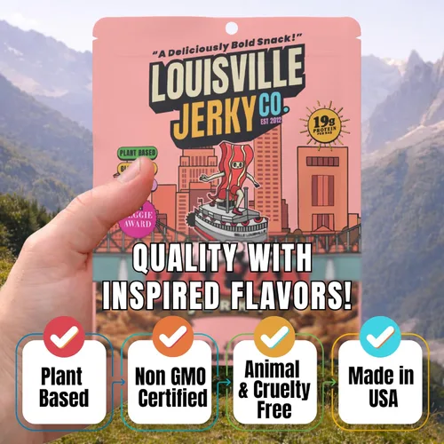 Miniatura 4 de Louisville Vegan Jerky – tocino de arce, vegetariano y vegano, Jerky, 21 g/0.74 oz de proteína de soja sin OMG, ingredientes sin gluten