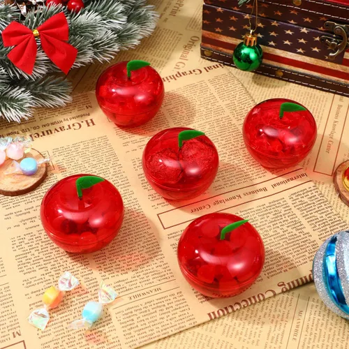 Miniatura 9 de FOMIYES Caja de dulces con forma de manzanas navideñas, 12 unidades, de plástico, con relleno de manzanas, recipientes decorativos para dulces