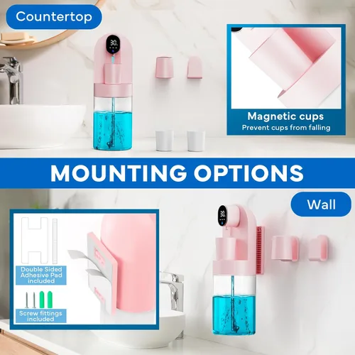 Miniatura 5 de Dispensador automático de enjuague bucal para baño, dispensador inteligente de enjuague bucal de 21.12 onzas sin contacto, juego de accesorios
