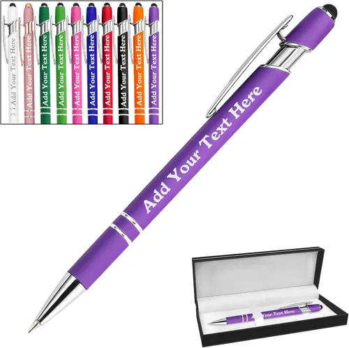 Miniatura 88 de Bolígrafos personalizados a granel grabados personalizados con punta de lápiz capacitivo, bolígrafos personalizados de tinta negra, regalos