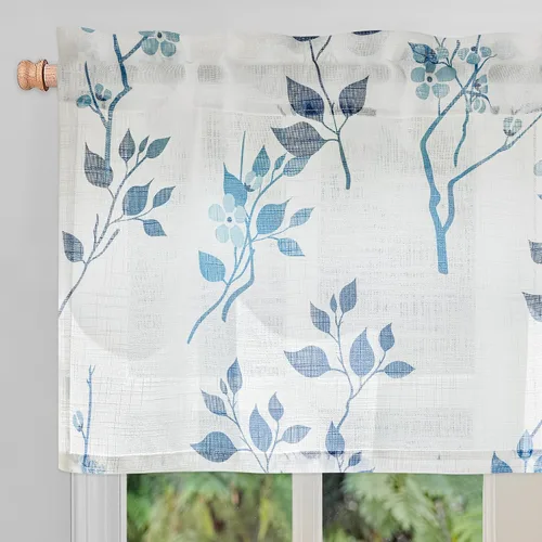 Miniatura 25 de Beauoop 2 paneles de cortinas semitraslúcidas de lino floral de 54 pulgadas de largo, para sala de estar o dormitorio, cortinas rústicas con textura