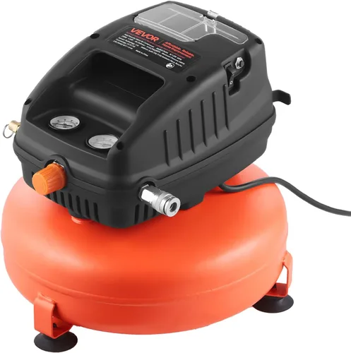 VEVOR Compresor de aire de 3 galones, compresor de aire portátil tipo panqueque de 1/3HP 0.54CFM a 90PSI y presión máxima de trabajo de 100PSI,