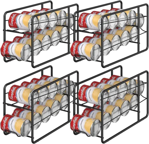 MOOACE Paquete de 4 Estantes Dispensadores de Latas, Organizador Soporte Apilable de Almacenamiento de Latas para Alimentos Enlatados Gabinete de