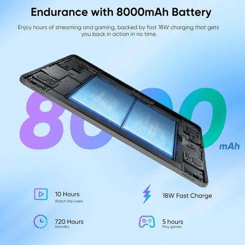 Miniatura 7 de Tablet de 11 pulgadas con teclado, tabletas Android 16, 32 GB+128 GB, expansión de 1 TB, batería de 8000 mAh, cámara de 5 MP+8 MP, WiFi 6 de doble