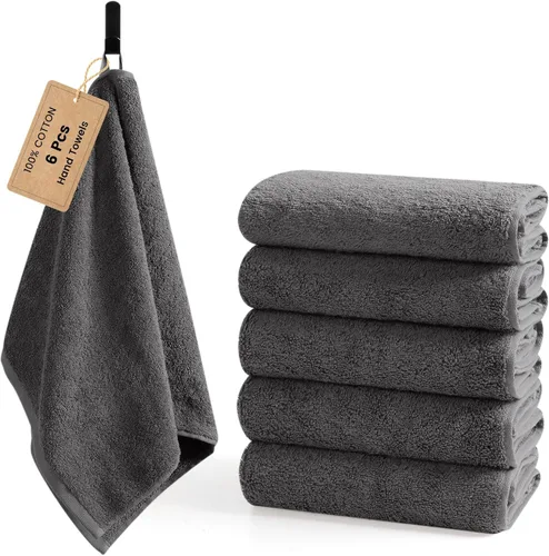 Miniatura 18 de SEMAXE Paquete de 12 toallas de mano para baño, toallas 100% algodón con bucles para colgar, suaves y altamente absorbentes, juego de toallas