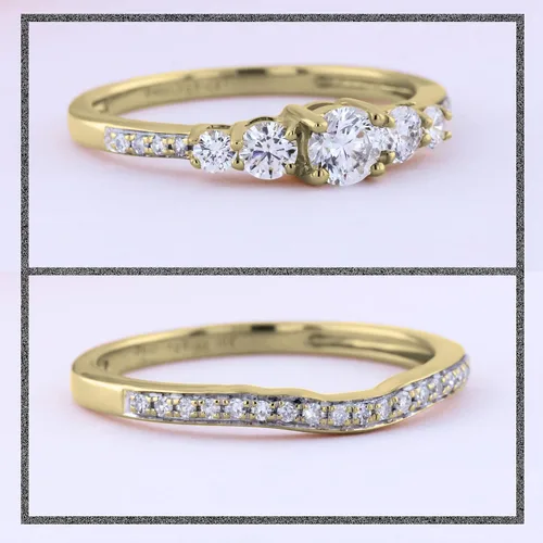 Miniatura 4 de Dazzlingrock Collection Round White Diamond Five Stone Bridal Engagement Ring Matching Band Set for Her (0.45 ctw, Color I-J, Clarity I1-I3) in Gold