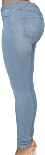 Miniatura 4 de Pantalones de mezclilla ajustados de cintura alta de corte grande, pantalones de mezclilla ajustados para mujer, pantalones de mezclilla