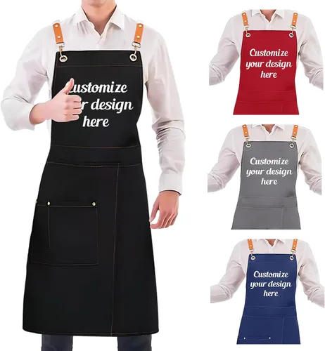 Delantal personalizado: delantales personalizados para hombres y mujeres, delantal de cocina ajustable con texto y foto, regalos para hornear para